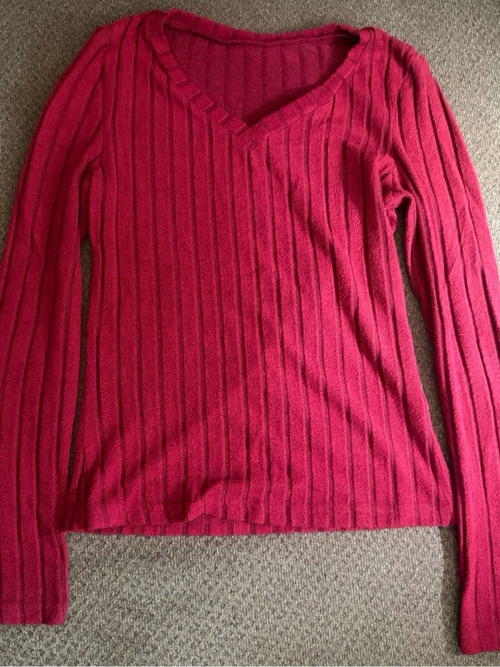 Women's ribbed V-neck long sleeve knit top